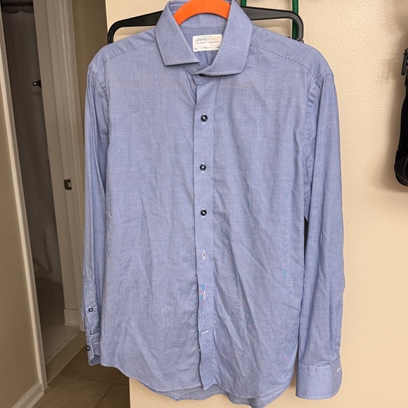 Men's Blue Dress Shirt Lorenzo Uomo Trim Fit 15.5 32/33 - Picture 1 of 6
